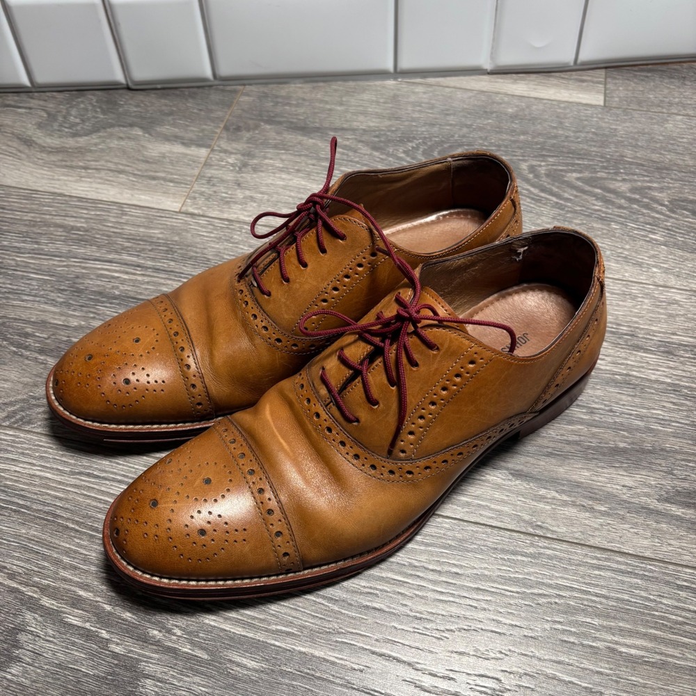 Johnston & Murphy‎ Mens Wingtip Oxford Dress Shoes Leather Brown Size 8M - Picture 3 of 11